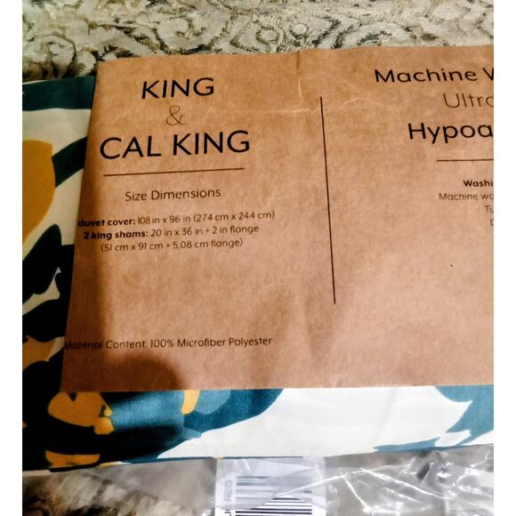 I Enjoy Reversible Patterned 3 Piece Duvet Cover Set King / Cal Teal - Picture 12 of 14